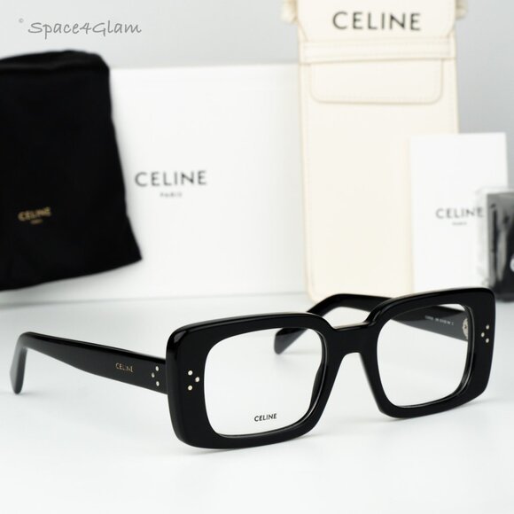 Celine Women Eyeglasses Black Demo Rectangle CL50163I 3 DOTS 001 NEW AUTHENTIC - Picture 1 of 8